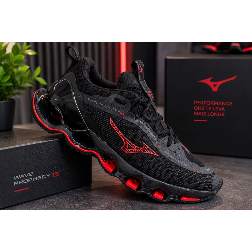 Mizuno Wave13 - Preto Vermelho