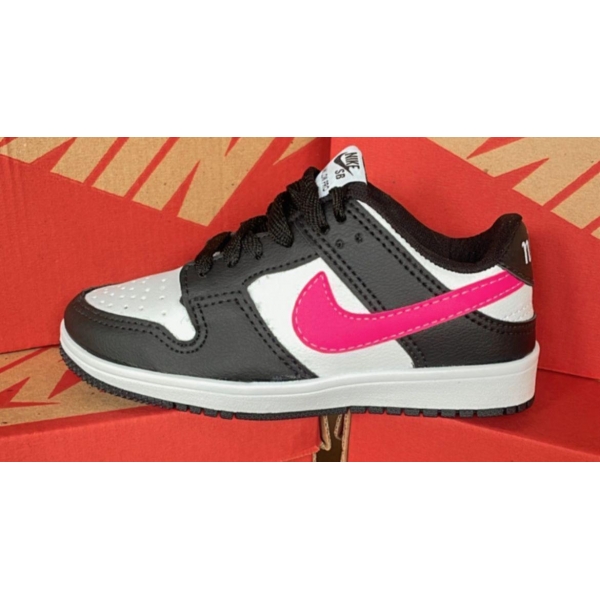 Dunk Infantil - Preto Branco Rosa