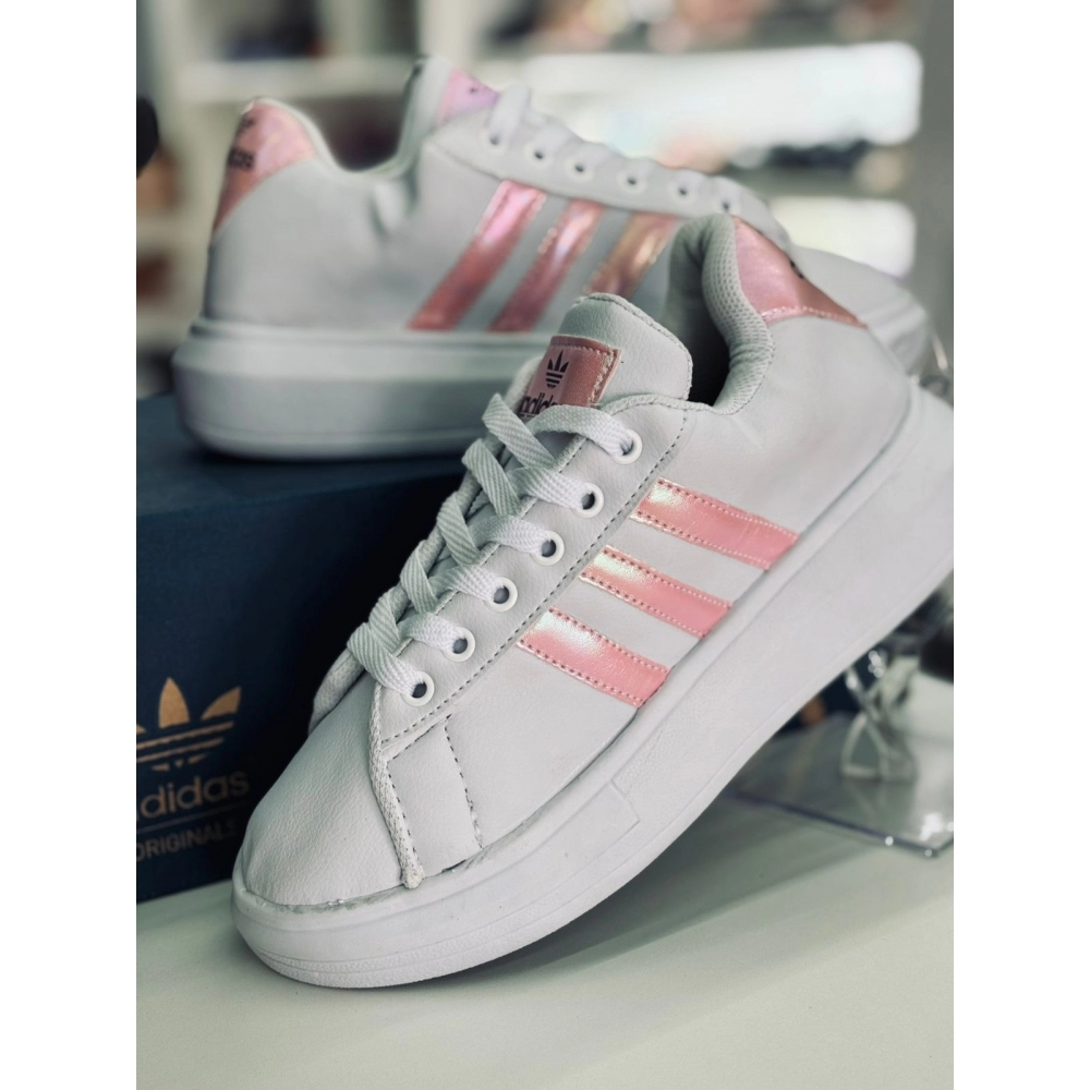 Adidas Plataforma - Branco Rosa