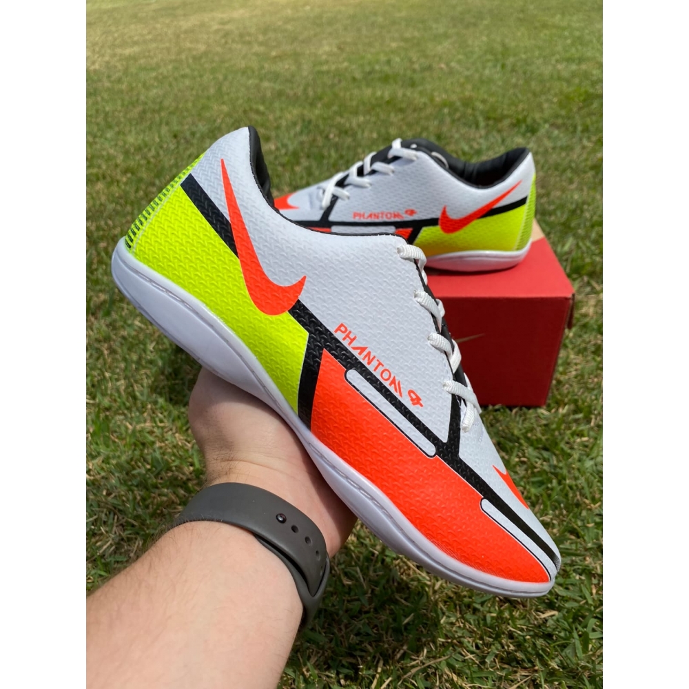 Chuteira Phanton Futsal - Branco Laranja