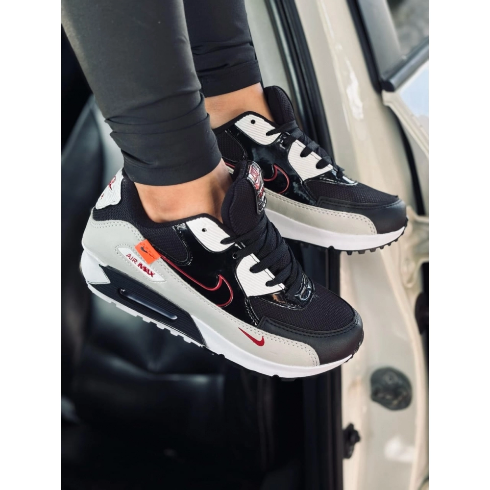 Air Max 90 Verniz - Preto vermelho cinza