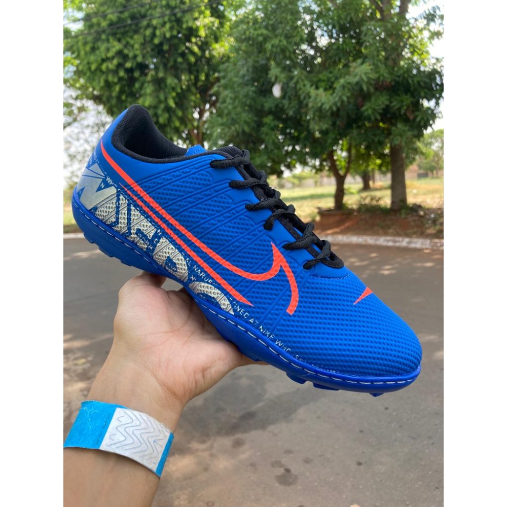 Chuteira Nike Society - Azul Laranja